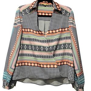 Gianni Bini Multicolor Geometric Blouse